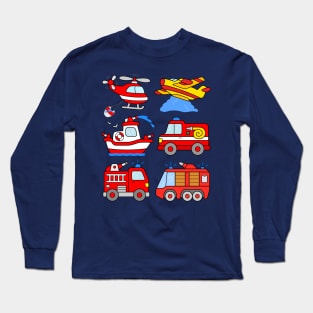 Firefighter Kids Design Long Sleeve T-Shirt